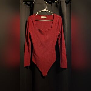 Abercrombie and Fitch Sweetheart Maroon Red Sweater Bodysuit Burgundy